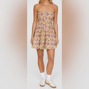 NWT Nasty Gal Ditzy Floral Strapless Skater Spring Summer Dress Sz 8 MSRP $56
